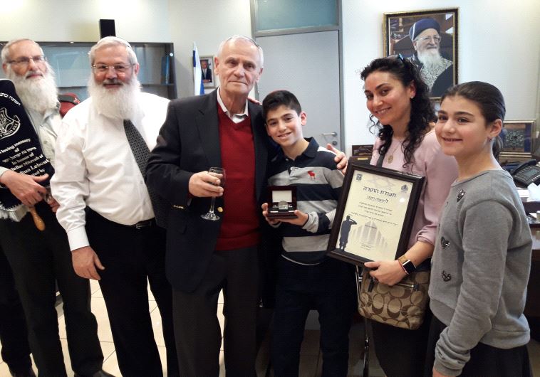 IDF Chief Rabbi Eyal Karim, Deputy Defense Minister Eli Ben-Dahan, grandfather Yisrael Rutner, bar m