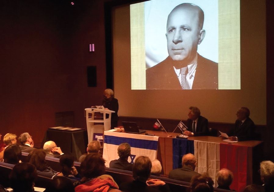 DR. TSILLA HERSHCO, a French-Jewish resistance expert, speaks at the B’nai B’rith ceremony yesterday