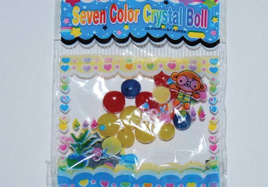 THIS PACKAGE of gel toy balls can be dangerously mistaken by small children as candy.