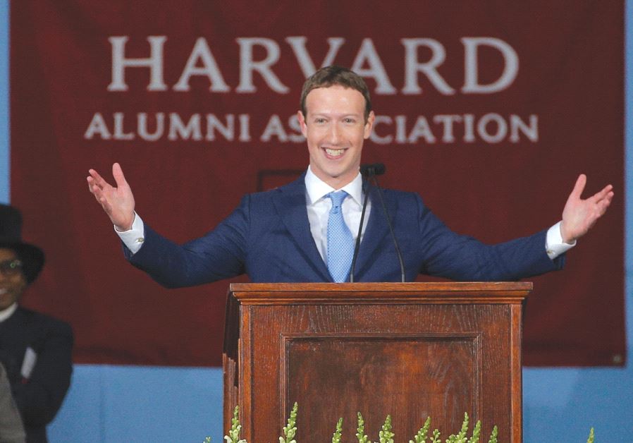 FACEBOOK FOUNDER Mark Zuckerberg speaks during the Alumni Exercises following the 366th Commencement