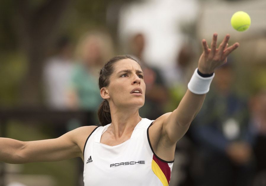 Andrea Petkovic (GER) in action during her match against Alison Riske (USA) at the USA vs Germany Fe