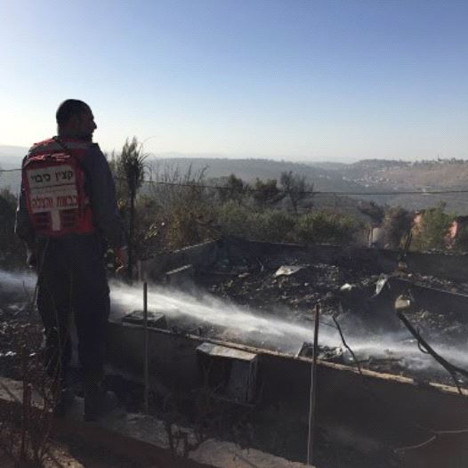 Fire damage in Halamish.