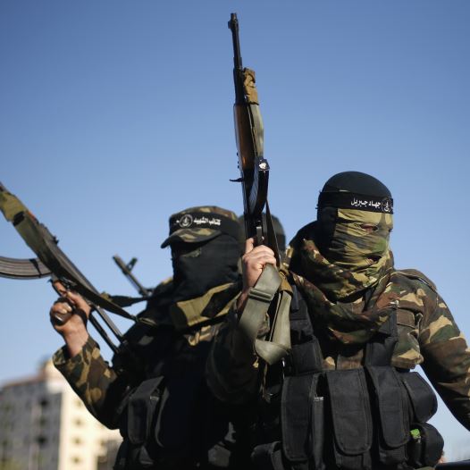 Palestinians militants rally in Gaza City