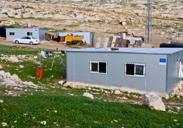 Illegal EU funded Palestinian structures in the area of Kfar Adumim. 