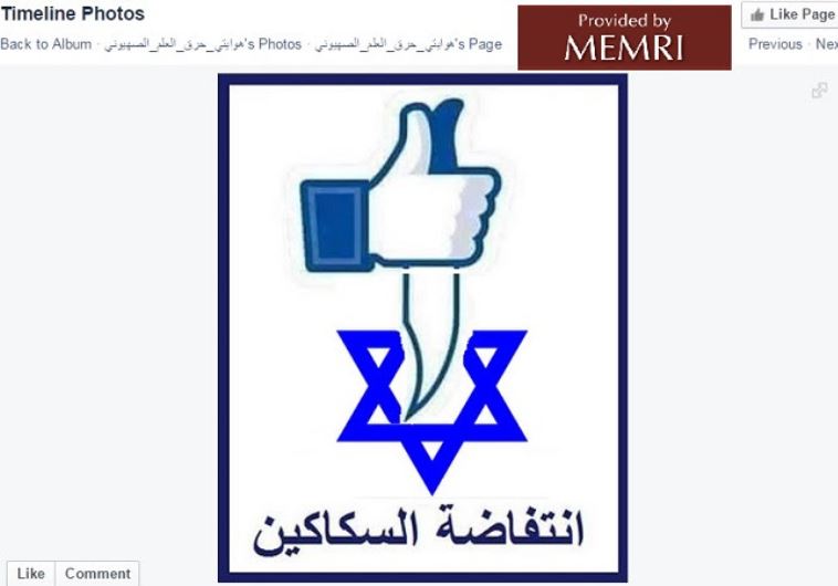 Facebook page titled "My Hobby Is Burning the Zionist Flag" featured image with caption "The Knife I