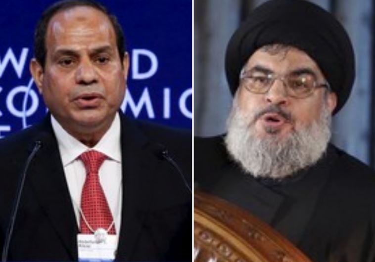 Egyptian President Abdel Fattah al-Sisi (R) and Hezbollah leader Hassan Nasrallah