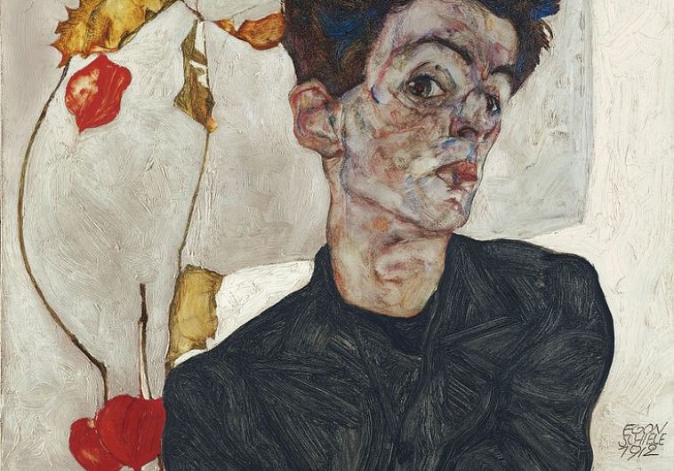 Egon Schiele painting from 1912 titled Self-Portrait with Physalis