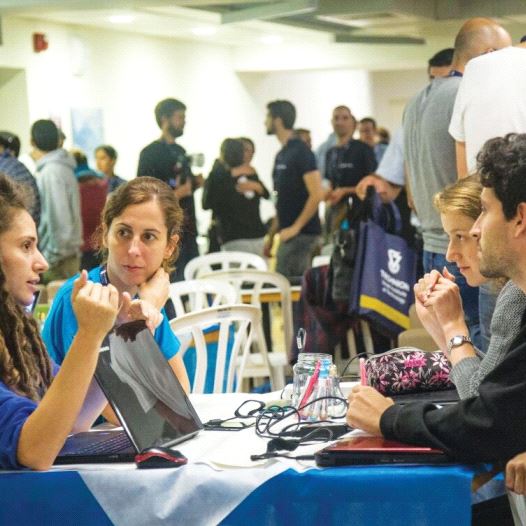 HACKATHONERS DISCUSS ‘hasbara’ ideas last week at the Technion