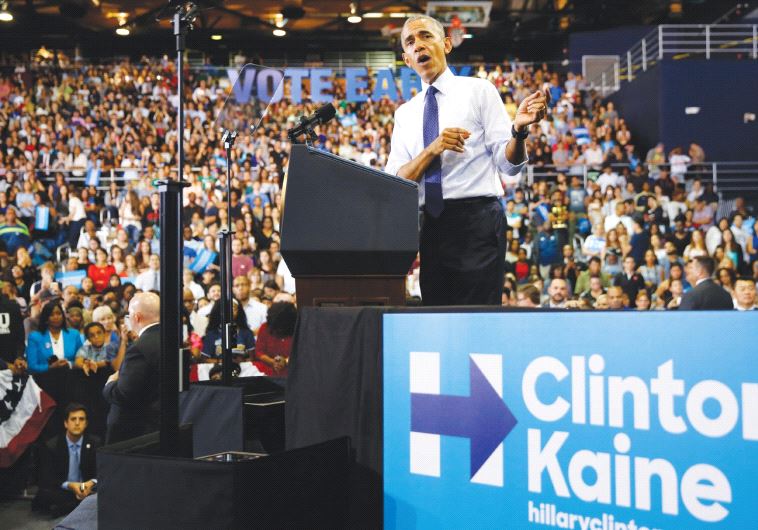 US PRESIDENT Barack Obama speaks during a Hillary for America campaign event at Florida Internationa