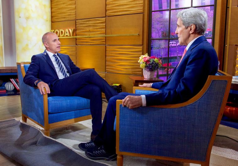 US Secretary of State John Kerry chats with Matt Lauer, co-host of the NBC News "Today" program