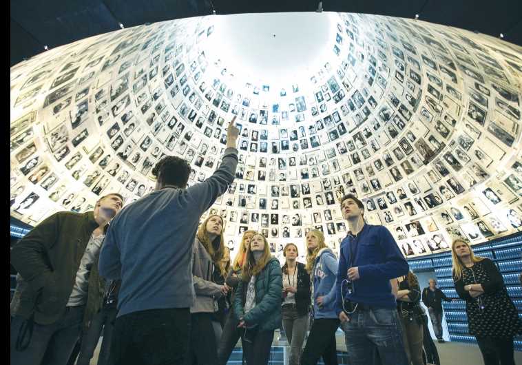 STUDENTS FROM Germany visit the Hall of Names at Yad Vashem in Jerusalem