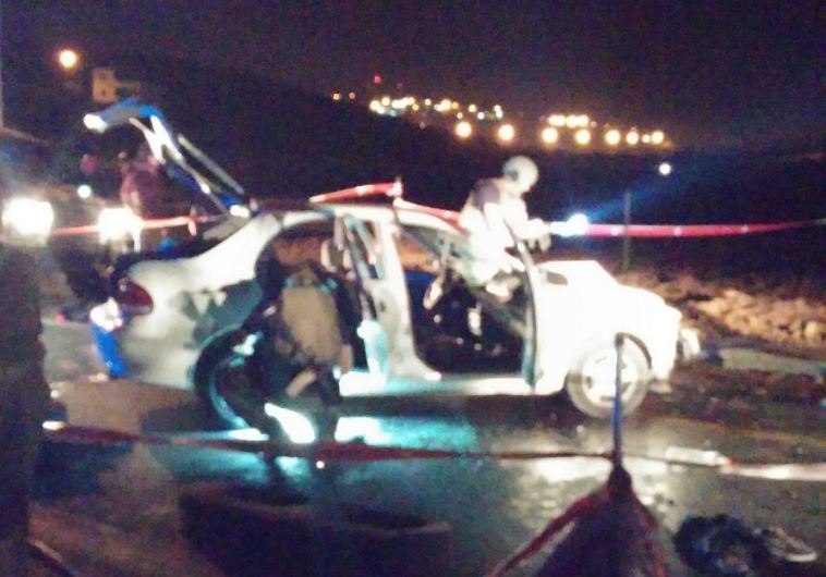 Scene of vehicular terror attack, West Bank, October 21, 2015