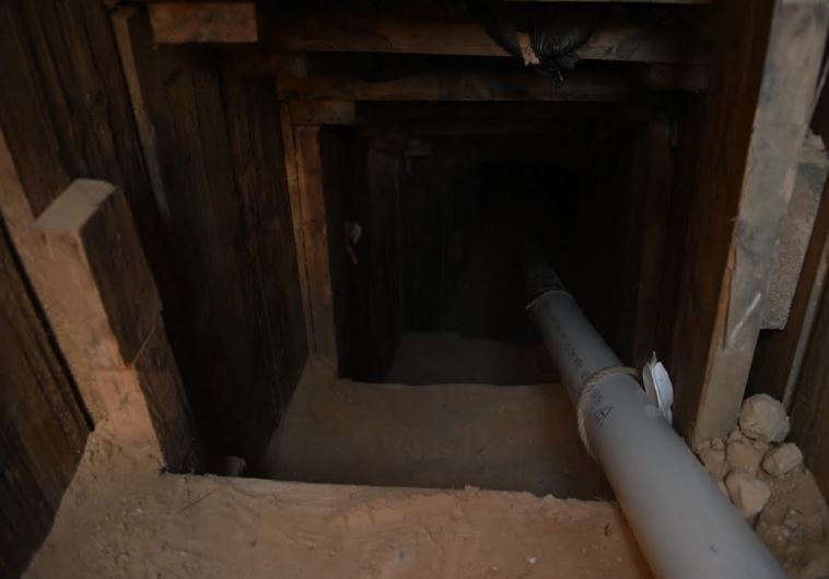 Opening to tunnel from Gaza uncovered by IDF on April 18, 2016 