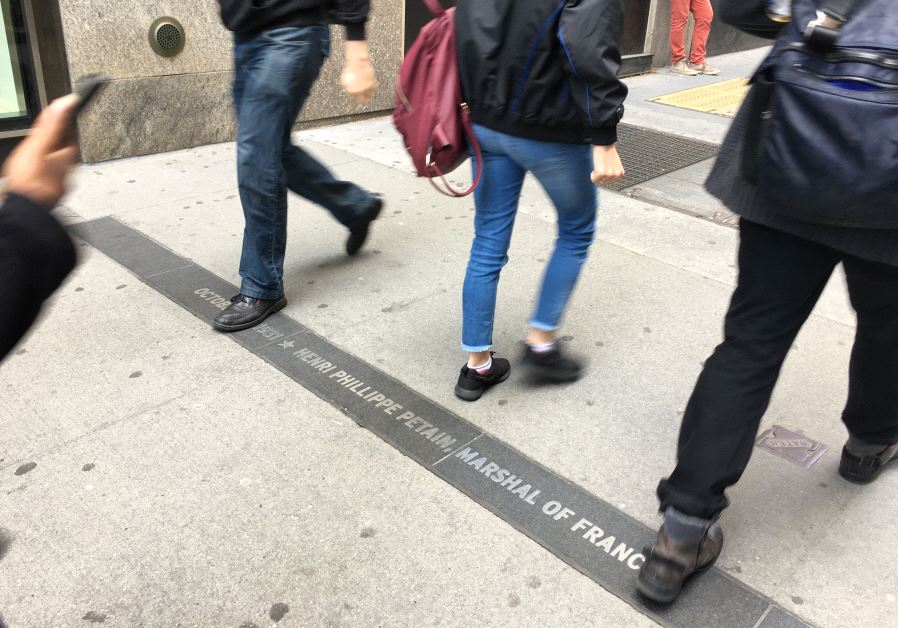The name French Nazi collaborator Henri Philippe Pétain is engraved in New York City's 