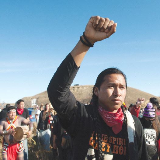 PROTESTERS DEMONSTRATE against the building of a pipeline on the Standing Rock Indian Reservation in