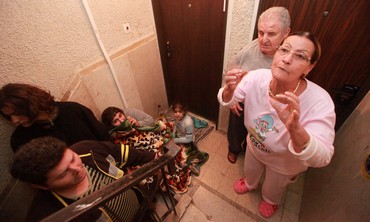 Beersheba residents take shelter in a stairwell 