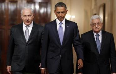 US President Obama with Prime Minister Netanyahu and PA President Abbas, September 1, 2010.