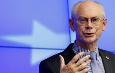 European Council President Herman Van Rompuy speaks at a news conference