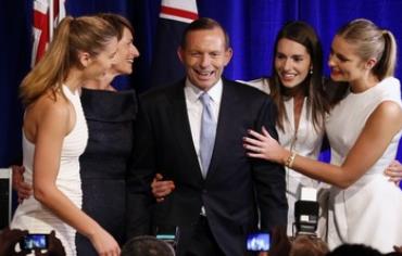 Conservative candidate Tony Abbott vlaims victory in Australia's federal election, Sept. 7, 2013