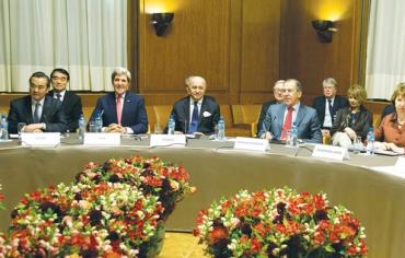 Iran nuclear talks at the Palais des Nations in Geneva, November 24, 2013.