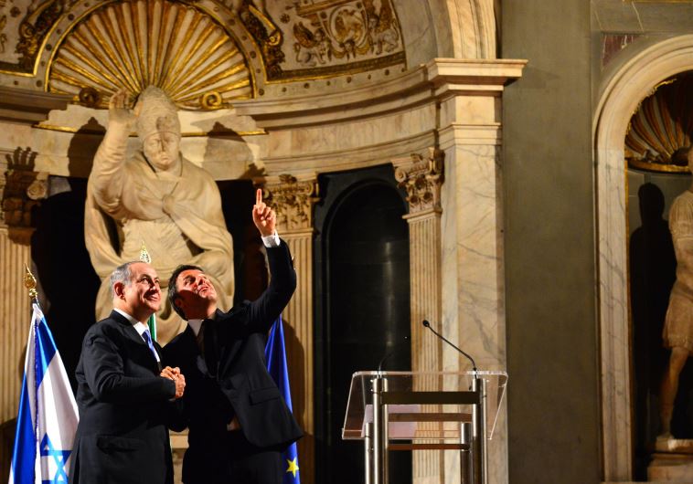 Prime Minister Benjamin Netanyahu (L) and Italian Prime Minister Matteo Renzi in Florence. (photo credit:KOBI GIDEON/GPO)