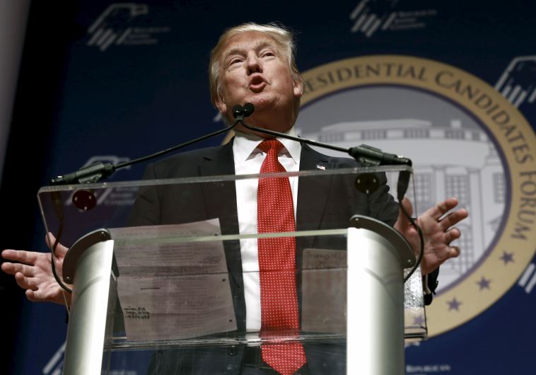 Republican presidential candidate Donald Trump speaking at Republican Jewish Conference- Dec. 2, 201