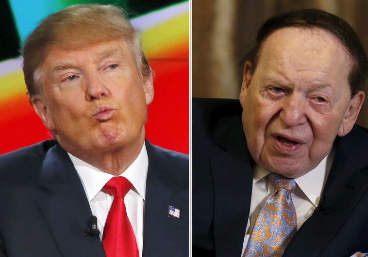 Donald Trump (L) and Sheldon Adelson