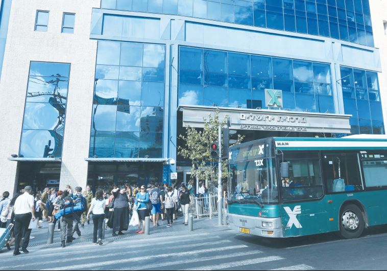 AN EGGED BUS pulls up in front of the Jerusalem Central Bus Station