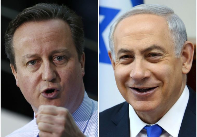 Prime Minister Benjamin Netanyahu (R) and British Prime Minister David Cameron