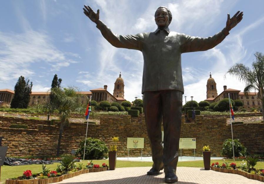 A bronze statue of the late former South African President Nelson Mandela, Pretoria