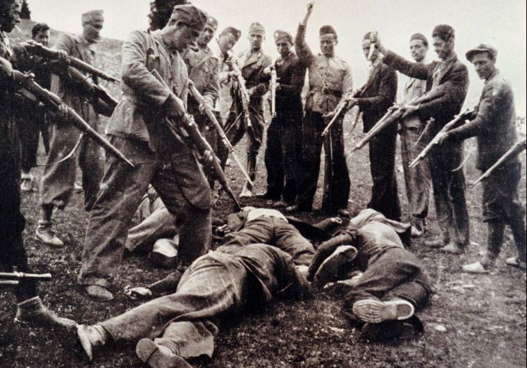 Victims of the Nazi-backed Ustasha regime killed at the end of the World War Two lay on the ground