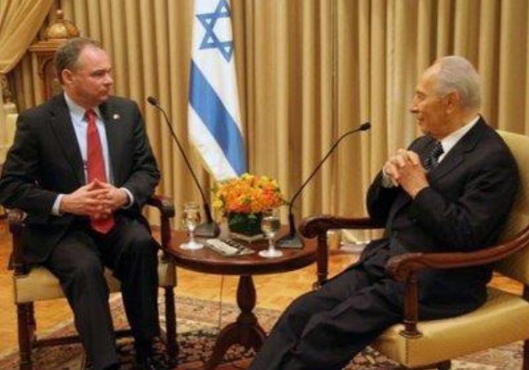 Virginia Senator Tim Kaine with former Israel president Shimon Peres