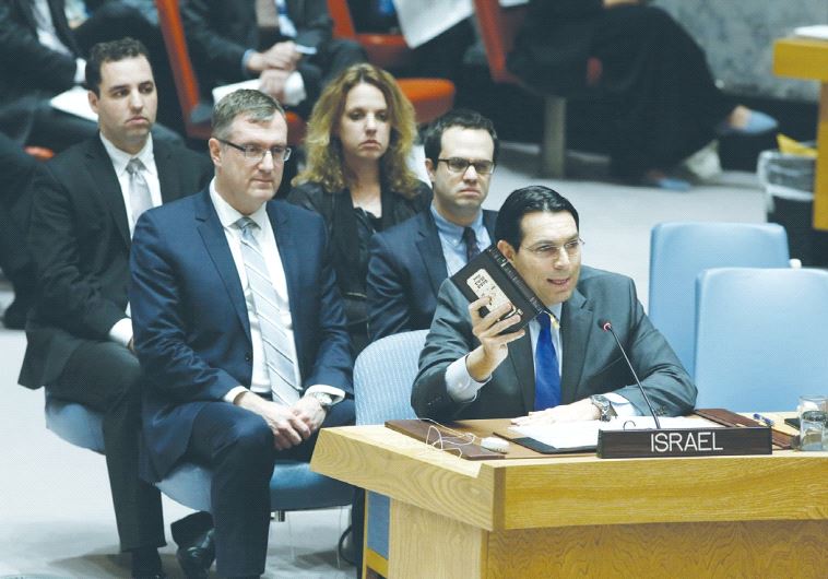 UN AMBASSADOR Danny Danon speaks at the Security Council