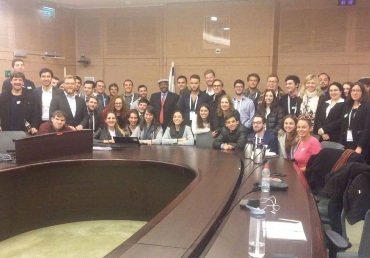 MEMBERS OF the World Union of Jewish Students (WUJS) meet with the Diaspora Affairs Committee yester