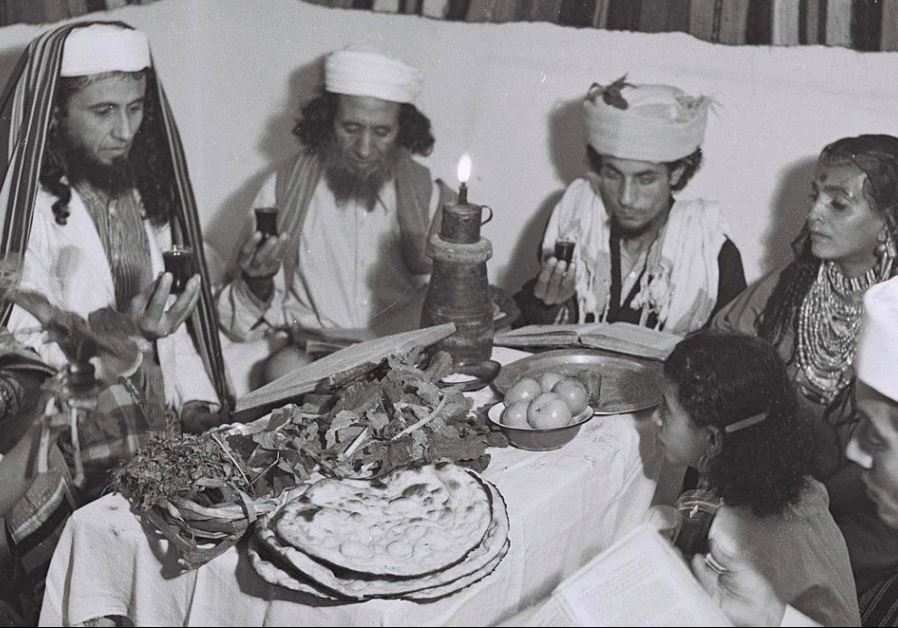 A Yemenite Habbani family celebrates Passover in Tel Aviv.