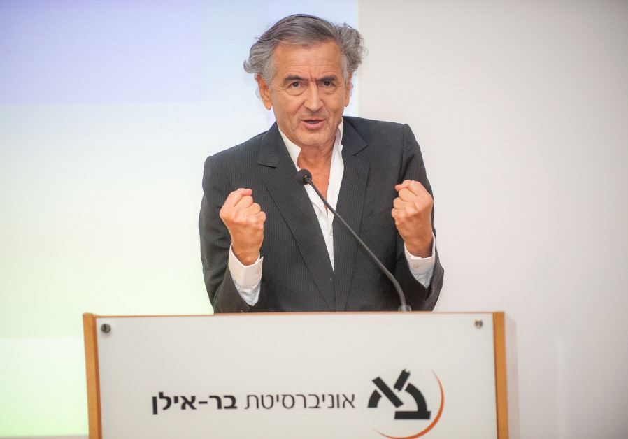 French Jewish philosopher Bernard-Henri Lévy speaking at Bar-Ilan University