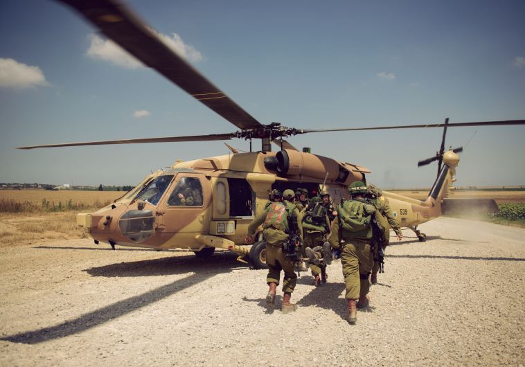 IDF soldiers in the Paratrooper Brigades take part in an evacuation drill