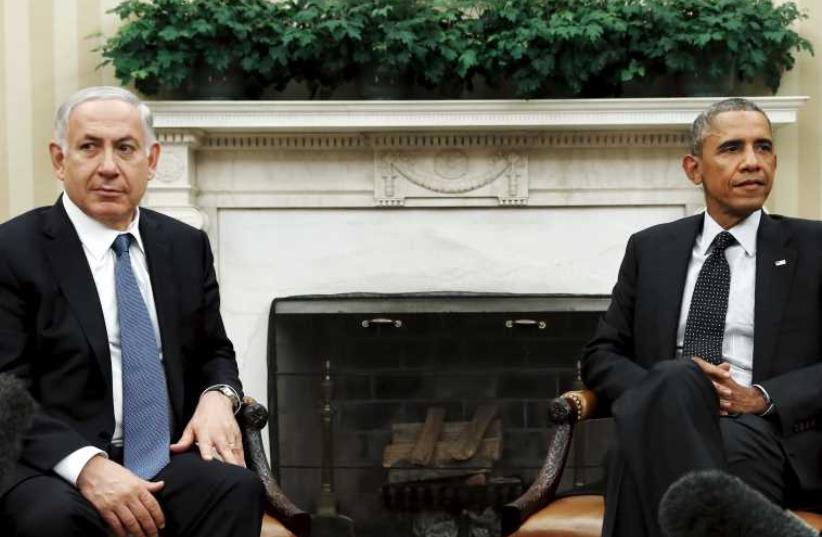 US President Barack Obama (R) meets with Prime Minister Benjamin Netanyahu at the White House October 1, 2014 (photo credit: REUTERS)