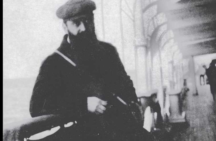 Theodor Herzl on board a vessel reaching the shores of Palestine, 1898. (photo credit: Wikimedia Commons)