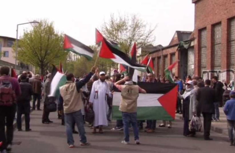 Palestinian conference in Berlin draws anti-Hamas protest. (photo credit: screenshot)