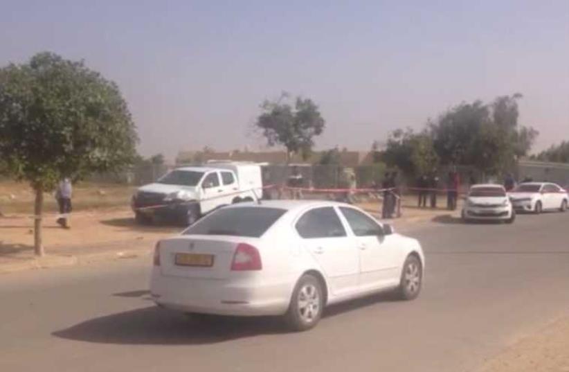 The scene of the shooting in Kuseife (photo credit: ISRAEL POLICE)