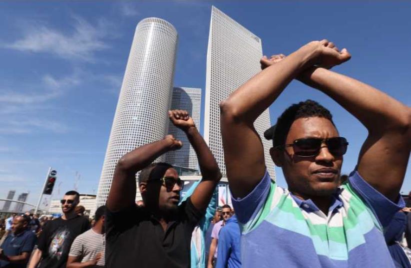 Ethiopian - Israeli protest against racism, police brutality in Tel Aviv. (photo credit: MARC ISRAEL SELLEM/THE JERUSALEM POST)