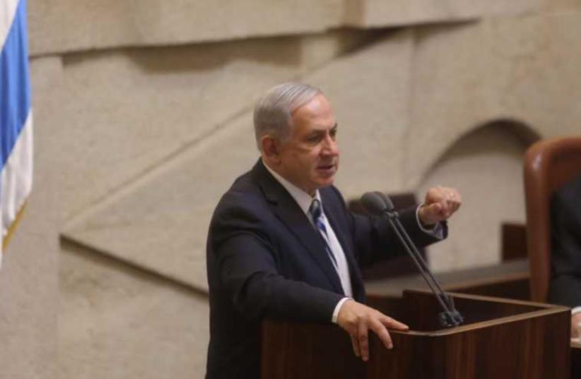 Netanyahu speaking at Knesset, May 4, 2015 (photo credit: MARC ISRAEL SELLEM)