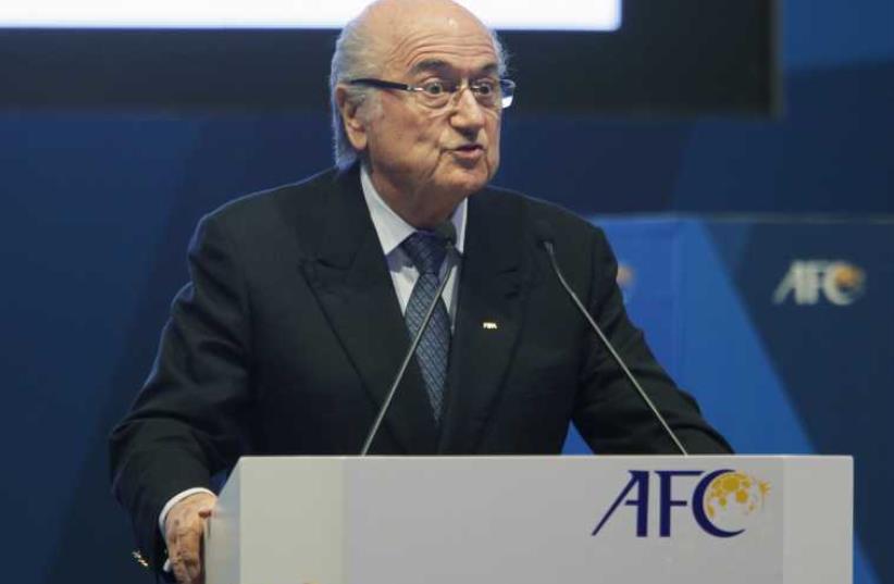 FIFA President Sepp Blatter speaks at the 26th Asian Football Confederation (AFC) Congress in Manama, Bahrain (photo credit: REUTERS)