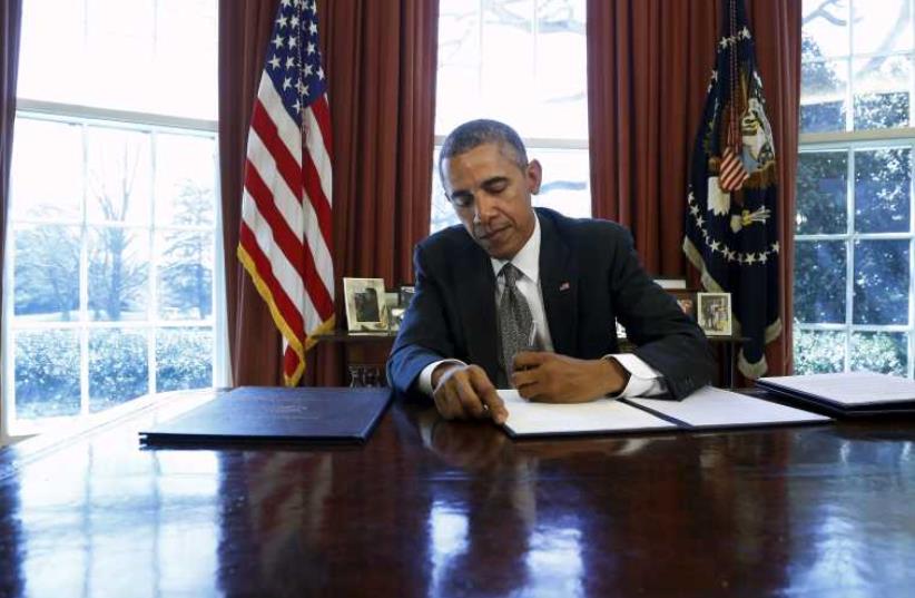 US Presidnet Barack Obama in the Oval Office at the White House [File] (photo credit: REUTERS)