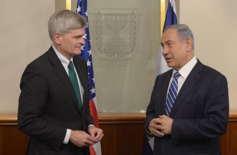 Prime Minister Benjamin Netanyahu meeting with Republican Louisiana senator Bill Cassidy (photo credit: GPO)