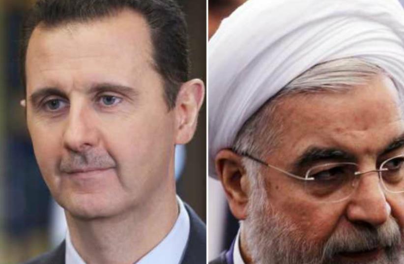 Iranian President Hassan Rouhani and Syrian President Bashar al-Assad  (photo credit: REUTERS)
