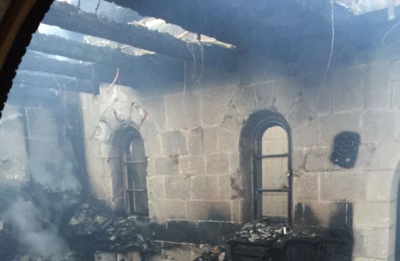 Church of the Multiplication following suspected arson (photo credit: FIRE AND RESCUE SERVICE)