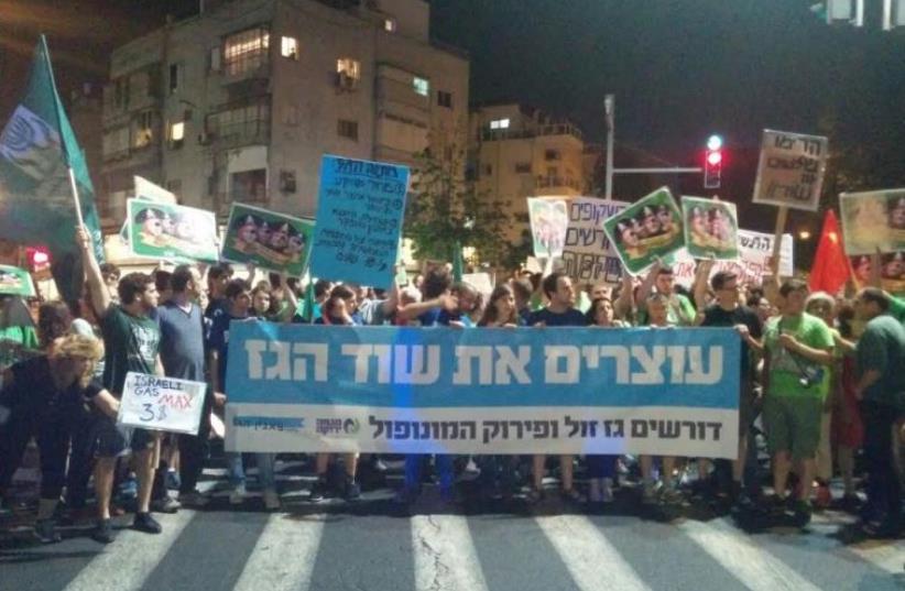 Tel Aviv gas deal protest (photo credit: SHARON UDASIN)
