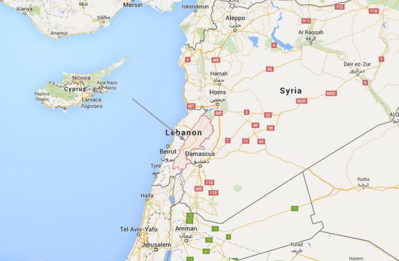 Map of Lebanon (photo credit: GOOGLE)